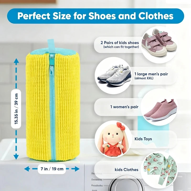 1/2/4PCS Shoe Washing Machine Bag with Liquid Shoe Brush Set Durable Laundry Shoe Bag and Soft Bristle Clean Brush for All Shoes