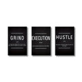 3pcs/Set Canvas Posters Grind Hustle Execution Motivational Wall Art Poster Home Living Room Bedroom Office Wall Art Decor