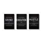 3pcs/Set Canvas Posters Grind Hustle Execution Motivational Wall Art Poster Home Living Room Bedroom Office Wall Art Decor