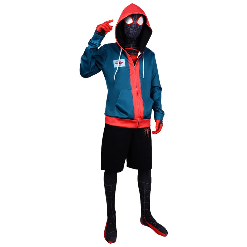 BEAST KINGDOM Spider Miles Morales Cosplay Halloween Jacket Bodysuit Mask Party Costume Suits Spider Miles Fantasy for Unisex
