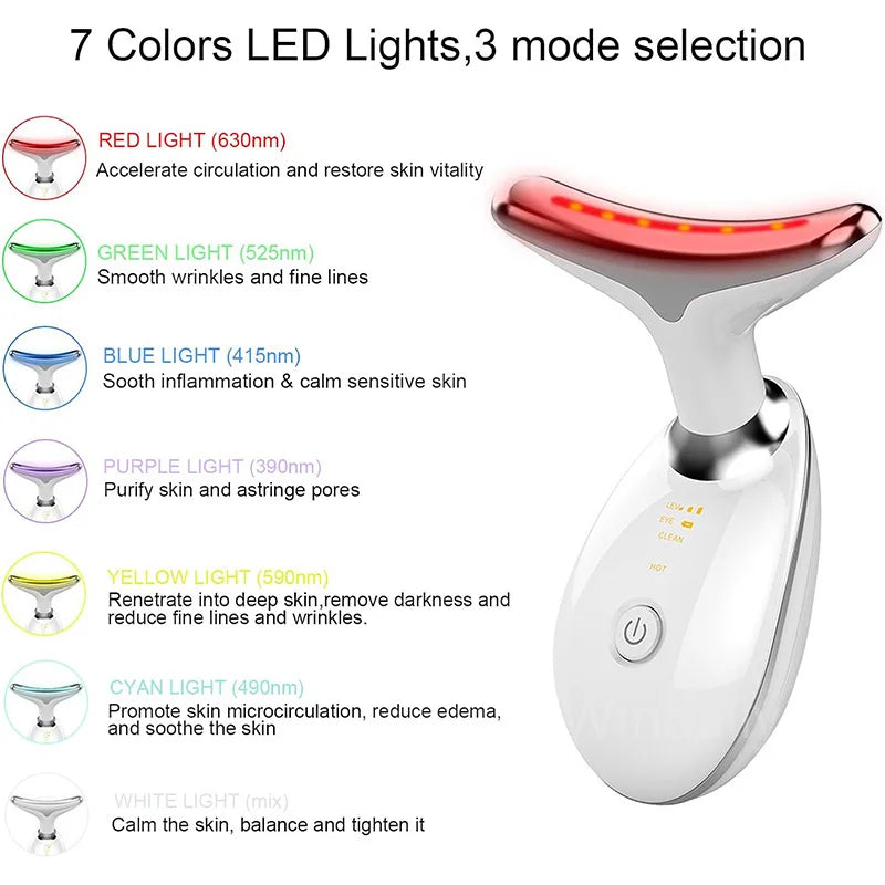 Face Lift 7 Colors Neck Beauty Neck Device Slim Massager Facial Lifting Tightening Face Wrinkle Remover Face Care Beauty Machine