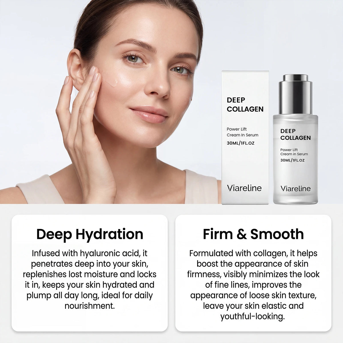 Collagen Face Serum With Hyaluronic Acid for Hydrating and Firming Skin