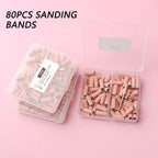 80pcs/box Pink 3.1mm Mini Sanding Bands Kits Nail Drill Bits Mandrel Sets Electric Manicure Accessories Tool Dead Skin Remover