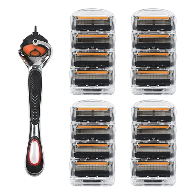 5-Layer Replaceable Safety Blades, Men's Manual Razor, Stainless Steel Blades, Suitable for Daily Facial Cleaning and Care