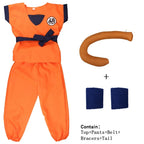 Adult Kids Son Goku Gui Carnival Cosplay Anime Costumes Halloween parties and Holiday Including Tail Wrist Wig Blue Gold Design