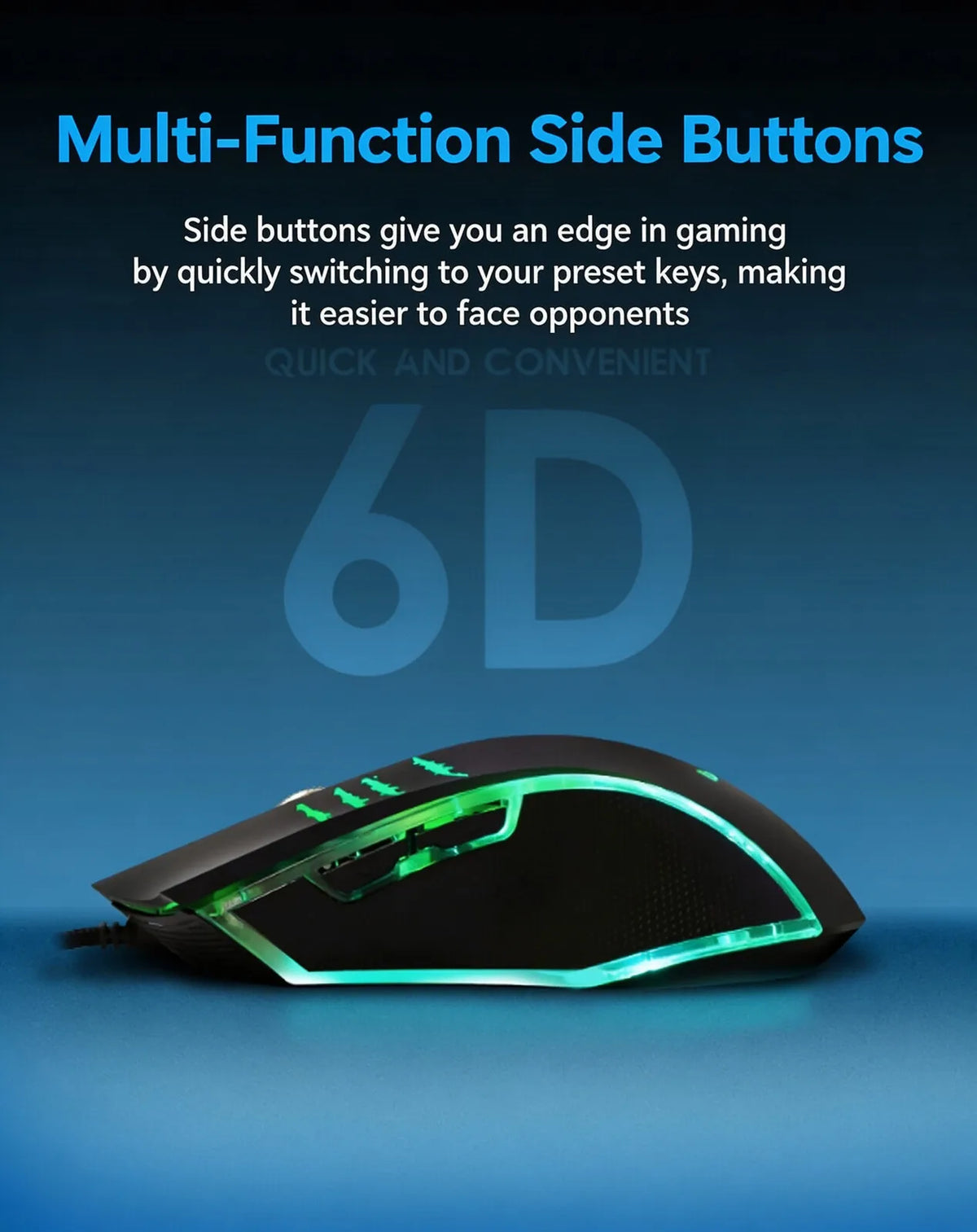 Wired Gaming Mouse RGB Breathing Light 3 Level Adjustable DPI Ergonomic Symmetric Design Skin Friendly Surface Computer Mice