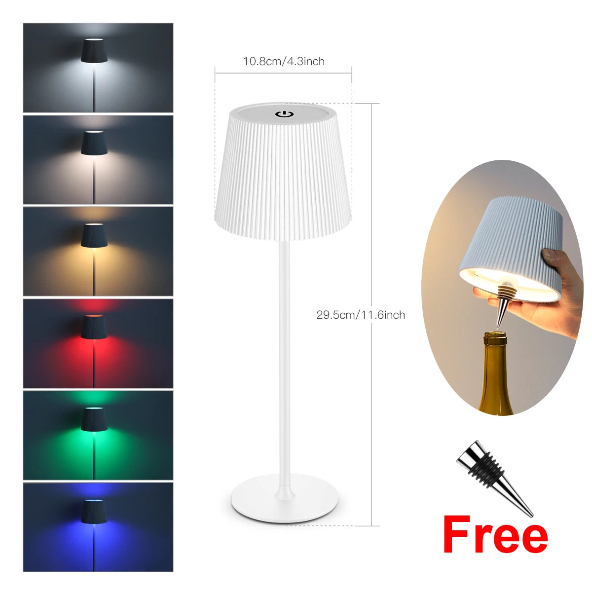 Dual Purpose Wine Bottle Vases Base Rechargeable LED Table Lamp Touch Dimmable Bedside Dinner Night Light Decor Study Desk Lamp