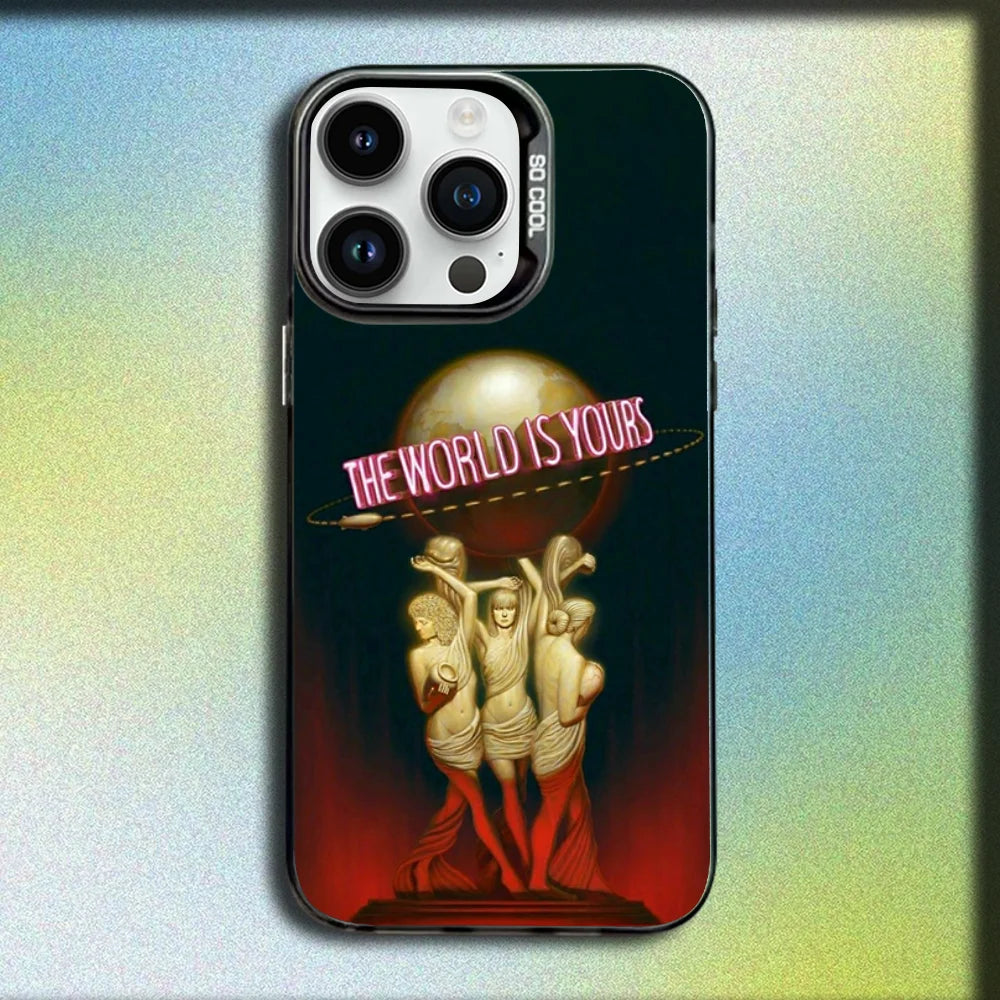 Movie S-Scarfaces Tony M-Montana Phone Case For iPhone 16,15,14,13,12,11,Mini,Pro,SE,MAX Gray Matte Silicone Black Cover