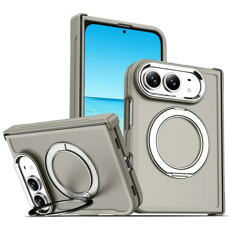 Fashion Feel 360 Degree Rotating Foldable Phone Case for IPhone Duo Fold for IPhone Ultra Metal Lens Frame Shockproof PC Cover