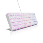 60% Compact Wired Keyboard with RGB Backlight and Membrane Keyswitches. Suitable for Windows Tablets, Laptops and Gamers. White.