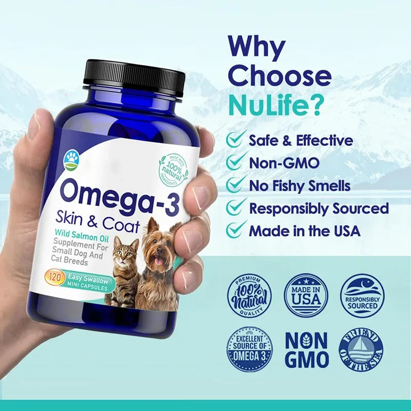 Fish Oil for Dogs, Wild Caught from Iceland,  and Coat Supplement for Shedding, Dry Itchy and Allergies