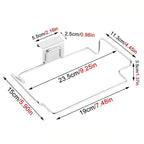 Kitchen Non Perforated Stainless Steel Garbage Rack With Hanging Bracket, Cabinet Door With Cloth And Garbage Bag Storage Rack