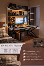 Gaming Desk with Bookshelf and Pegboard Computer Desk with Storage Shelf Home Office Study Desk for Bedroom Small Space