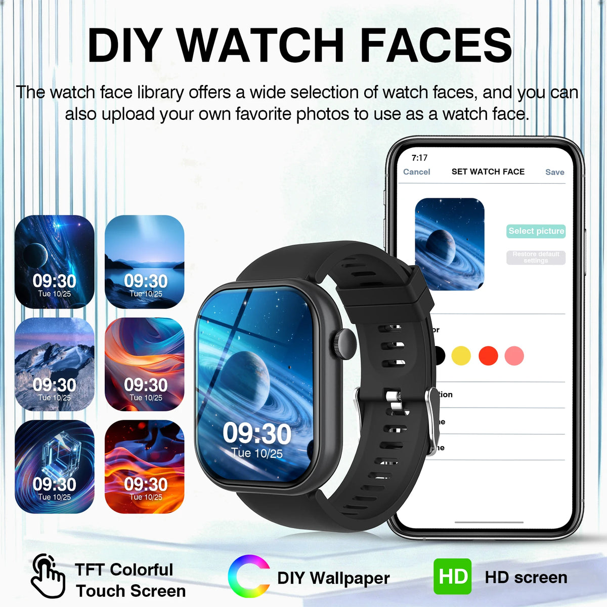 2026 New Smart Watch,HD Touch Screen Smart Watch,Wireless Call, Music Control, Fitness Tracker, Remote Camera, Multi-Sport Modes, Sedentary Reminder,  Suitable for Android & IPhone