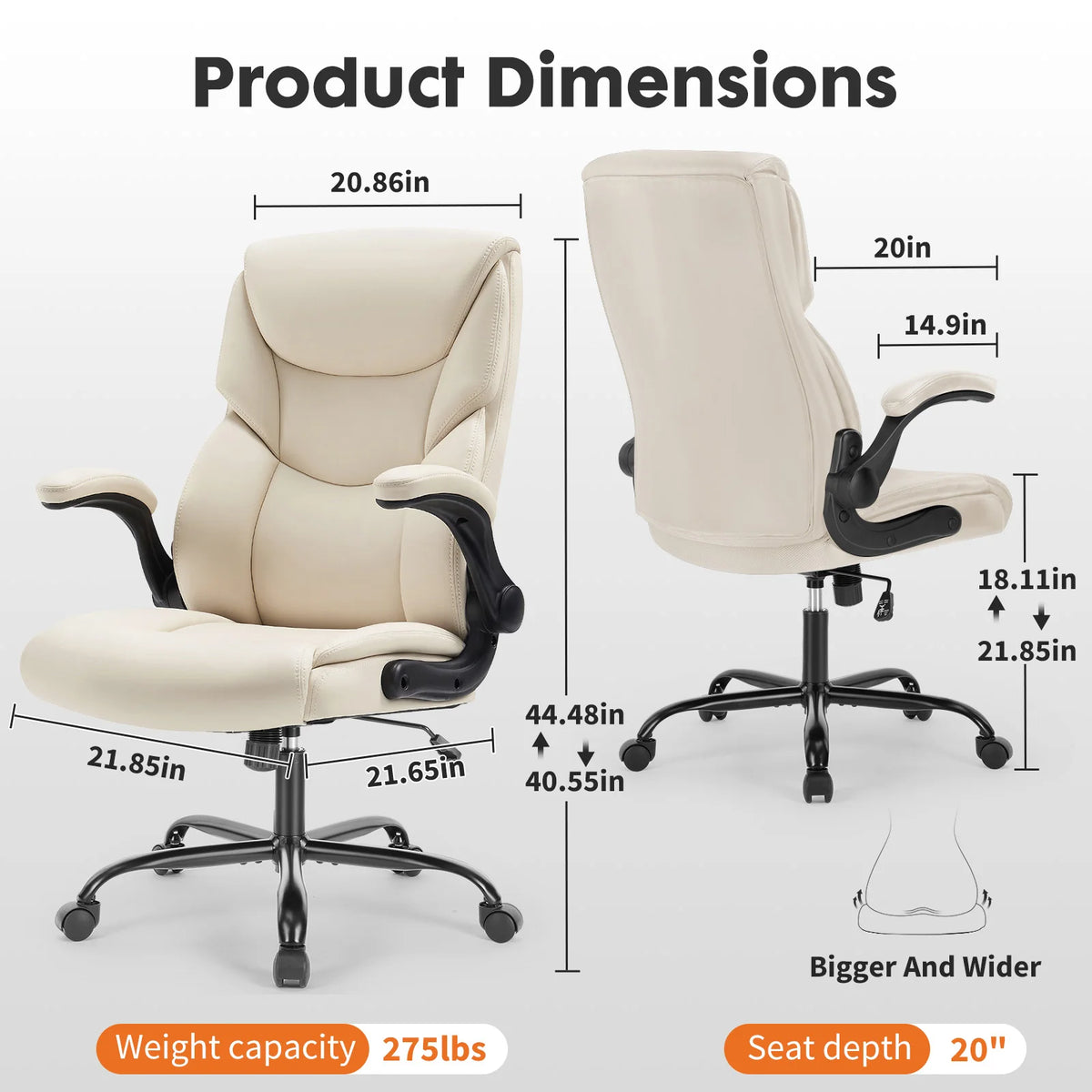MCQ Ergonomic PU Leather Gaming Office Chair with Flip-up Armrest Swivel Rolling Adjustable Racing Chair For Office Furniture