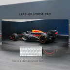 HD Boys Loves  F1 Racing Car Leather Mouse Pad Oversized Computer Desk Workstation Desk Non-slip and Dirty-resistant Mouse Pad