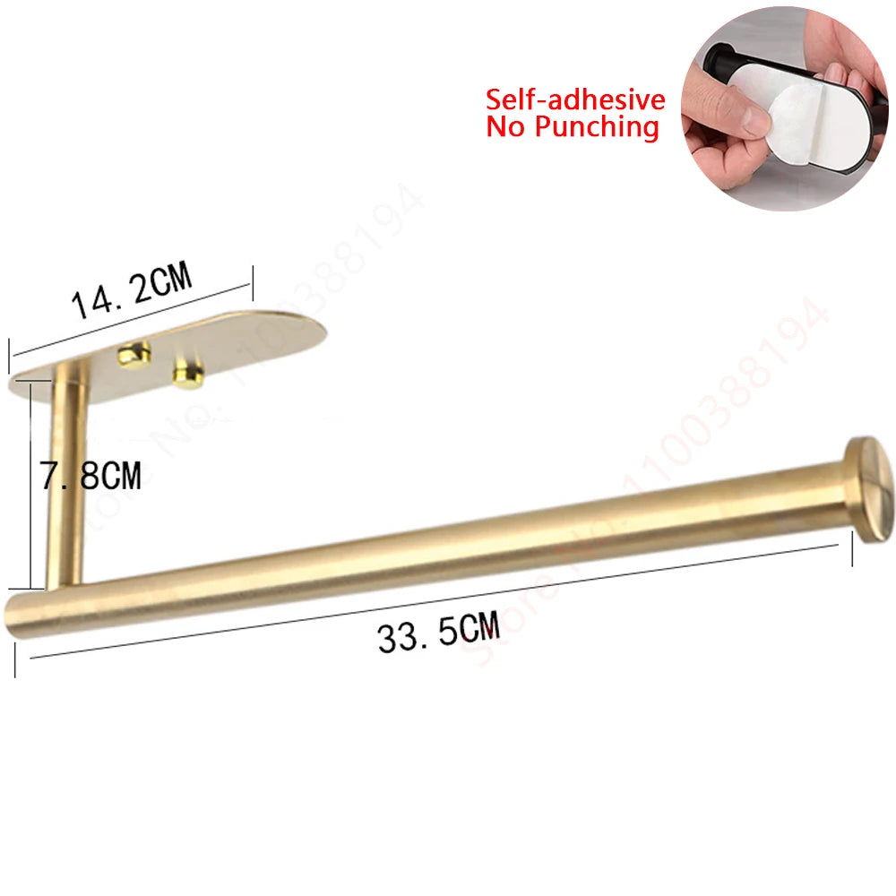 Adhesive Toilet Roll Paper Holder Organizer Wall Mount Storage Stand Kitchen Bathroom No Drill Tissue Towel Dispenser Stainless