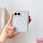 Luxury Clear Shockp Magnetic Wireless Charging Phone Case For iPhone Duo 18 Duo 18 Ultra Hinge Magsafe PC Hard Protect Cover