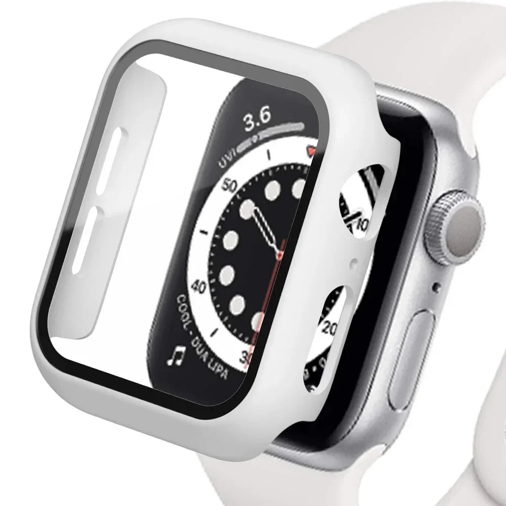 Tempered Glass+cover For Apple Watch Case Accessories 45mm 41mm 44mm 40mm 42mm Screen Protector Apple watch serie 9 4 5 6 SE 7 8