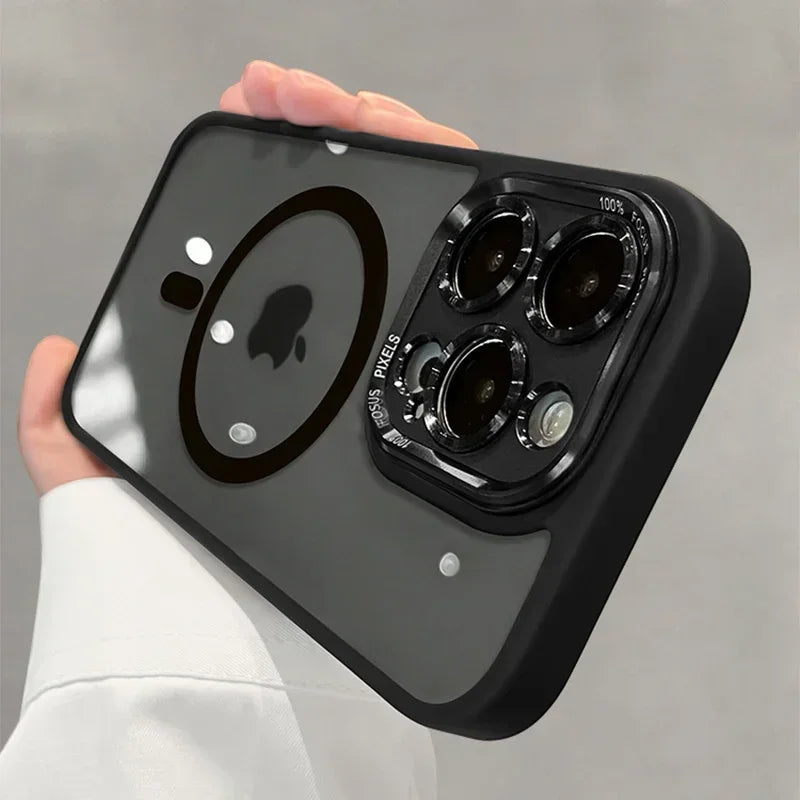 Magnetic Metal Lens Bumper Protector Clear Case For iPhone 17 16 18 15 14 13 12 11 Pro Max Funda Wireless Charge Hard Back Cover