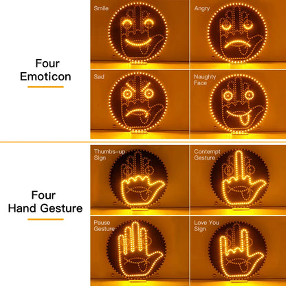 Car Gesture LED Light – Funny Road Rage Expression Lamp with Remote