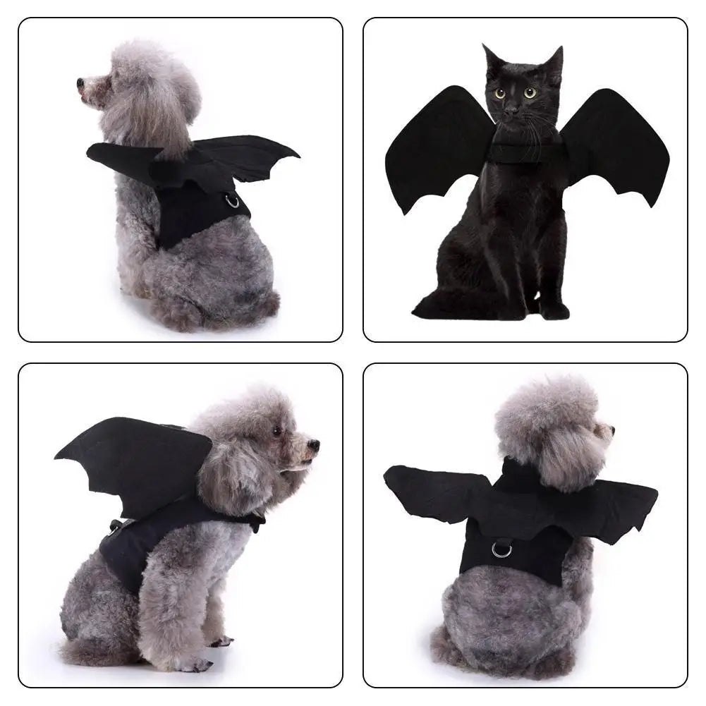 -Halloween Pet Costume - Cute Black Bat Wings Harness Costume For Cats And Dogs, Halloween Party Cosplay, Pet Supplies