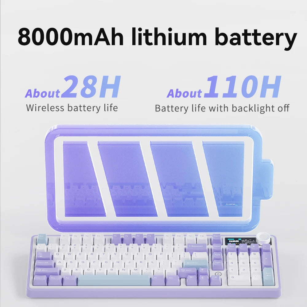 AJAZZ AK980 98% Mechanical Keyboard Gasket Mount Hot Swappable Wireless RGB Multi-Layer Foam Dampening PBT Keycaps