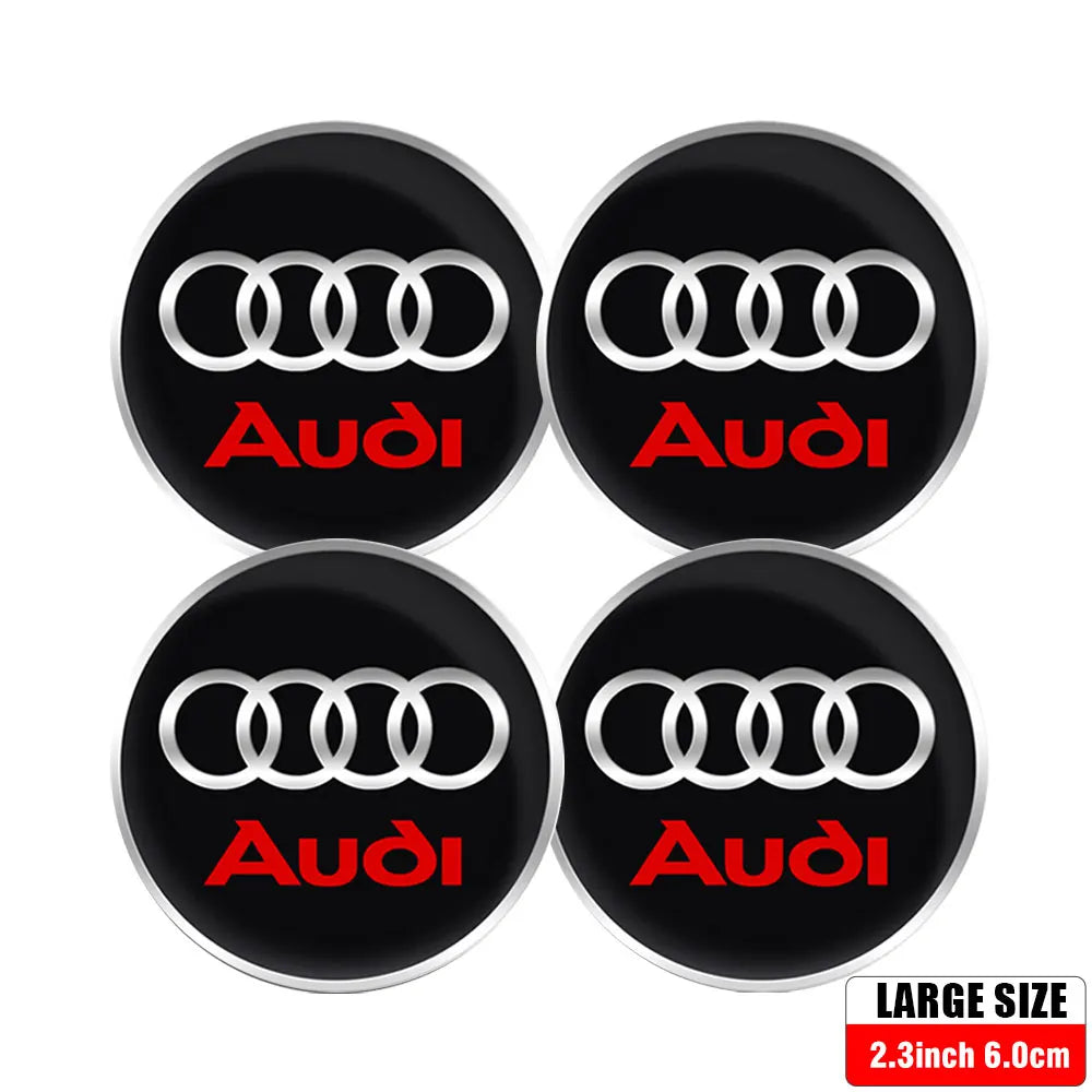 56/60/65MM Car Wheel Hub Caps Auto Emblem Tyre Center Covers Accessories For Audi A1 A2 A3 A4 A5 A6 A7 A8 Quyttro Sline RS Q2 Q3