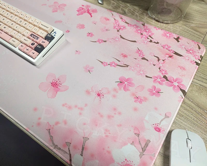 Pink Cherry Blossoms Mousepad Home Computer Table Large Pc Mouse Pad Art Sakura Keyboard Mause Rug Desk Mat Office Accessories