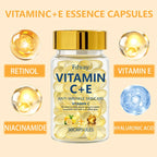 90pcs Vitamin C+E Skincare Essence Capsules with Vitamin C, Vitamin E, Collagen Moisturizer, Lifts Facial Drops, Nutrient Boost