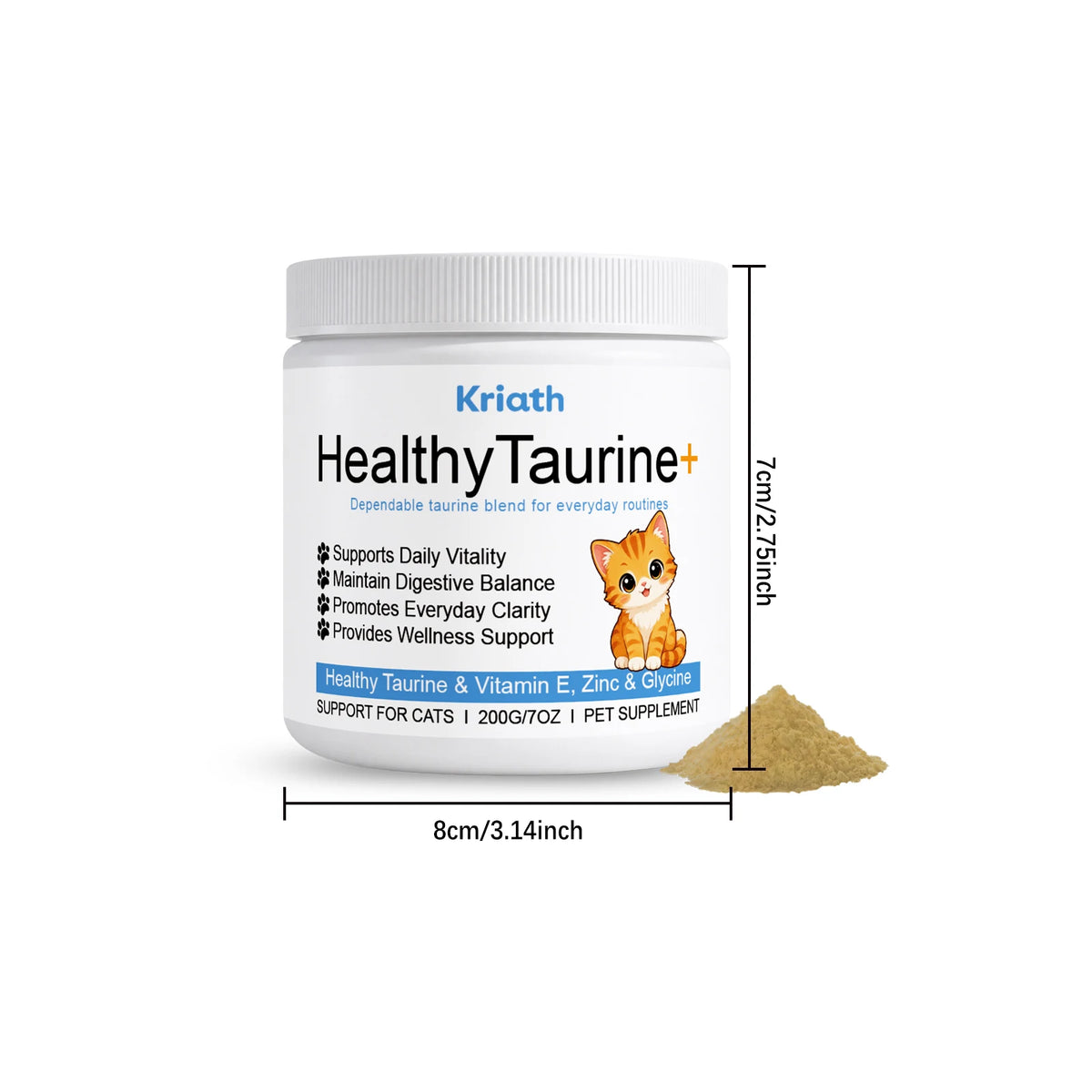 Cat Taurine Supplement Powder, Mild Formula Daily Nutrition Care Powder, Support Kitty Vitality & Wellness