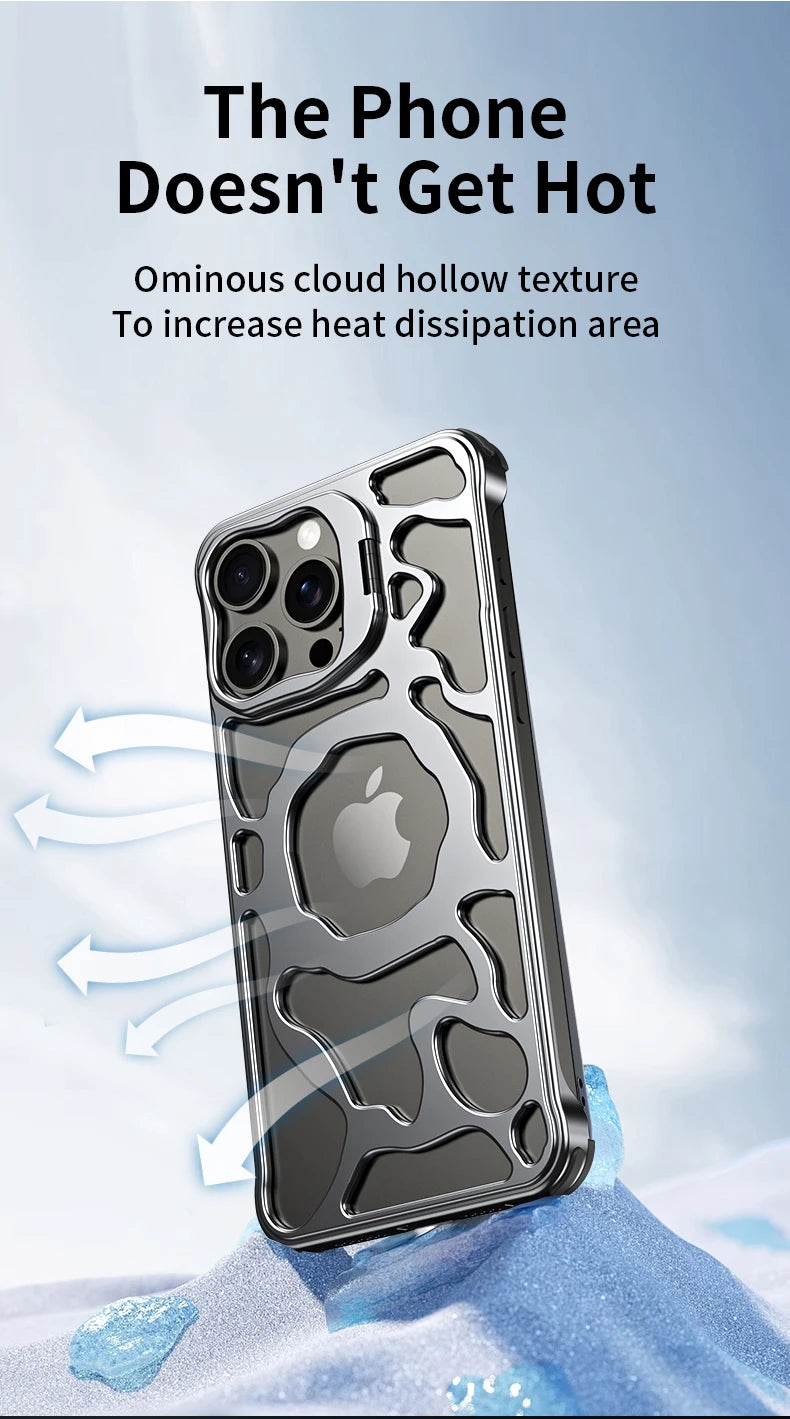 Titanium Aluminum Case for iPhone 16 15 14 13 Pro Max MagSafe Cooling Cover