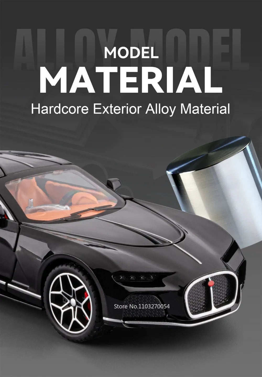 1:32 Atlantic Tourbillon Car Model Alloy Diecast Toys Doors Opened Sound Light Pull Back Miniature Models Office Table Ornaments