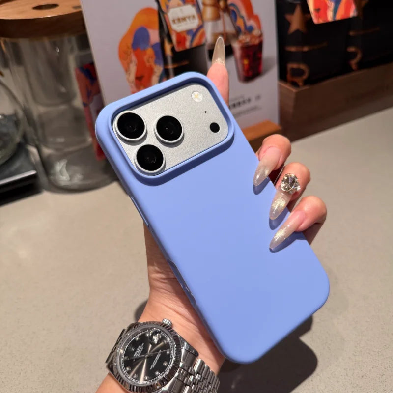 Liquid Silicone Phone Case For iPhone 18 17 16 15 Pro Max Plus Flocking Lining Anti‑Fingerprint Shockproof Protective Back Cover