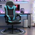 Ergonomic Racing Gaming Chair Adjustable Swivel PU Leather with Headrest and Lumbar Support for Office Computer Living Room