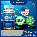 Alxfresh Wild Caught Omega 3 Fish Oil– 120/60 Soft Gels –3600mg High EPA 1300mg DHA 900mg Non-GMO Gluten Free Dietery Supplement