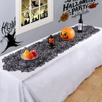 Halloween Table Runner Tablecloth Spider Web Halloween Black Fireplace Mantel Cover for Home Party Halloween Decoration