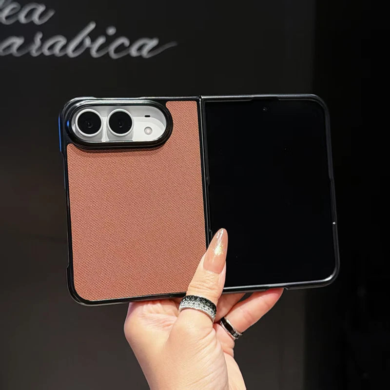 High Quality Solid Color Woven Texture Shockproof Folding Phone Case For IPhone Duo Fashionable Phone Protective Case