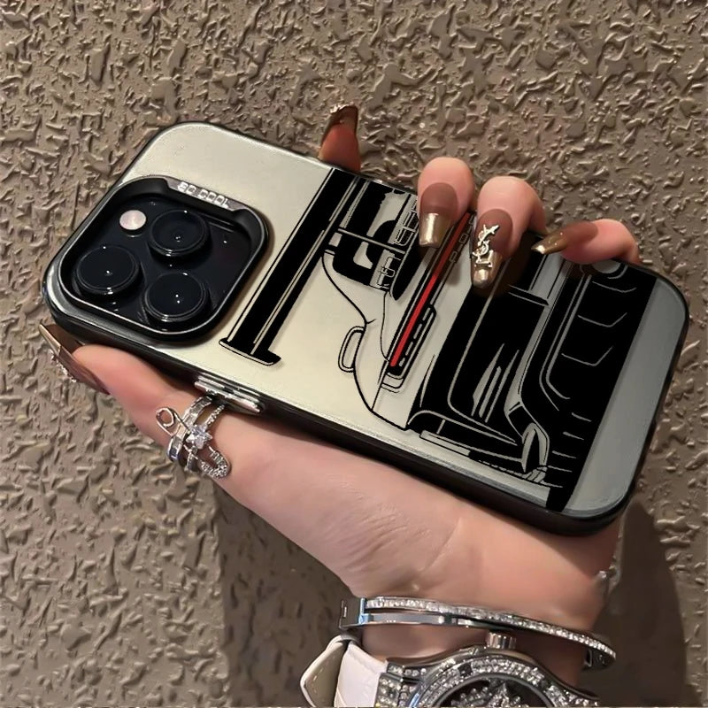 Trendy Sports Car Line Art Phone Case For iPhone 17 Pro Max 16 15 14 Pro 13 12 11 XS XR X 8 7 16 Plus 17E Shockproof Laser Cover