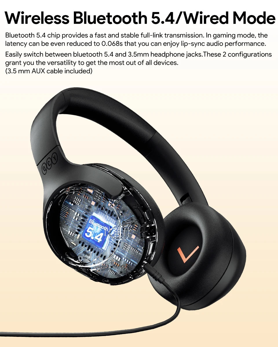 QCY H3 ANC Wireless Headphones Bluetooth 5.4 Hybrid Noise Cancellation 60H
