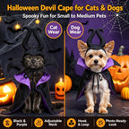 Halloween Dog Cat Costume Hooded Cloak Maleficent Velvet Cape Adjustable Cosplay Party Dress Apparel Funny Witch Holiday Pet