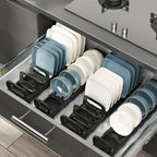 Kitchen Cabinet Dish Storage Rack Drawer  Built-in Dish Drain Rack Plate Divider Storage Rack  Kitchen Accessories Organizer