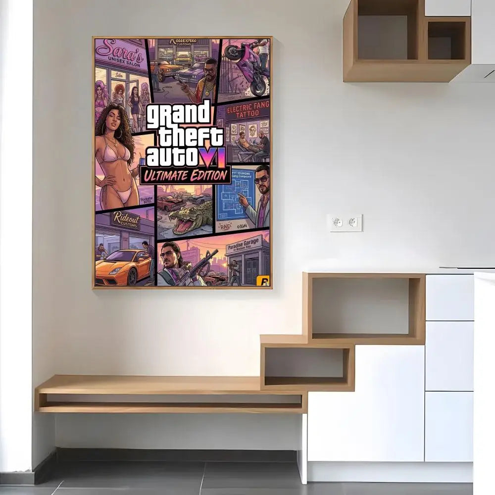 Hot Game G-Gta 6 Poster Paper Print Home Living Room Bedroom Entrance Bar Cafe Art Painting Decoration