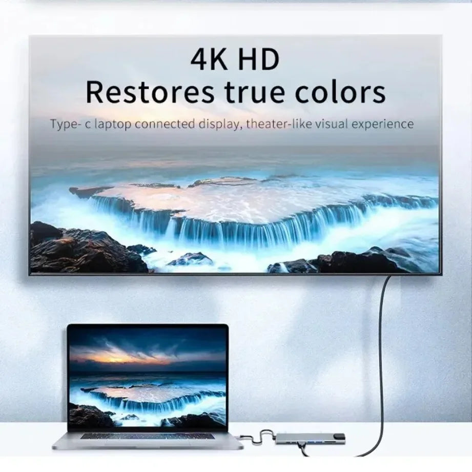 NEW USB C Hub 8In1 7In1 Type C Docking Station with USB3.0/2.0 HDMI SD/TF Card Reader PD Fast Charge for MacBook Notebook Laptop