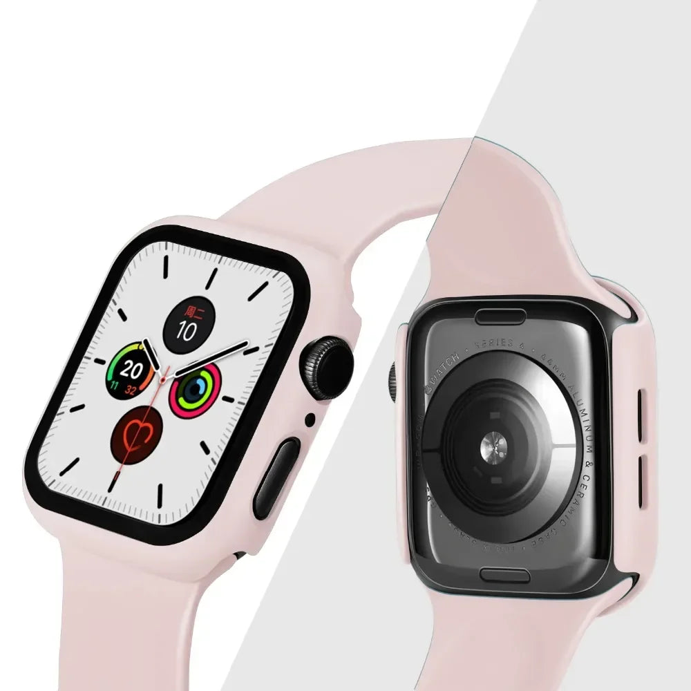 Tempered Glass+cover For Apple Watch Case Accessories 45mm 41mm 44mm 40mm 42mm Screen Protector Apple watch serie 9 4 5 6 SE 7 8