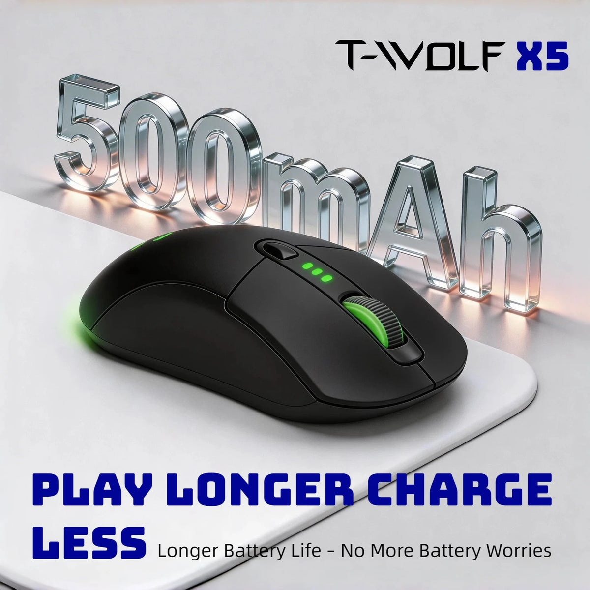 Tri Mode Gaming Mouse Wireless RGB Backlit 12800 DPI 2.4G Bluetooth Type-C Rechargeable Red Ergonomic 1000Hz