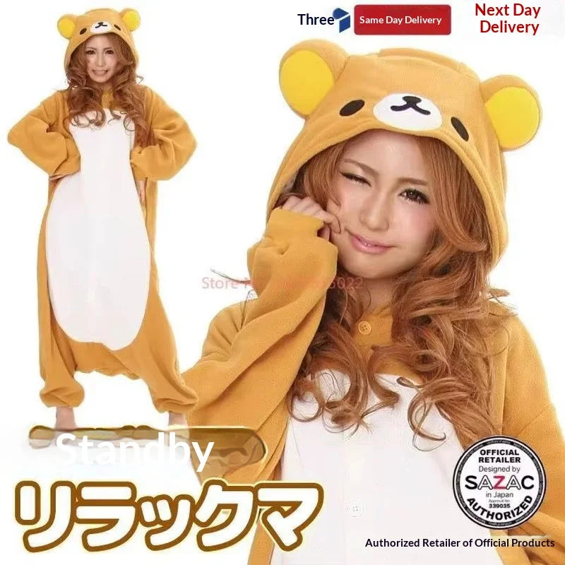 Sazac Rilakkuma Kigurumi Adult Anime Jumpsuit Pajamas Kawaii Cute Cartoon Character Loungewear For Home Party