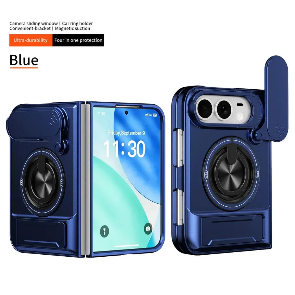 For Magsafe Magnetic Ring Holder Stand Dual Layer Phone Case For Apple iPhone Duo 18 Fold Lens Protect Hard Shockproof Cover