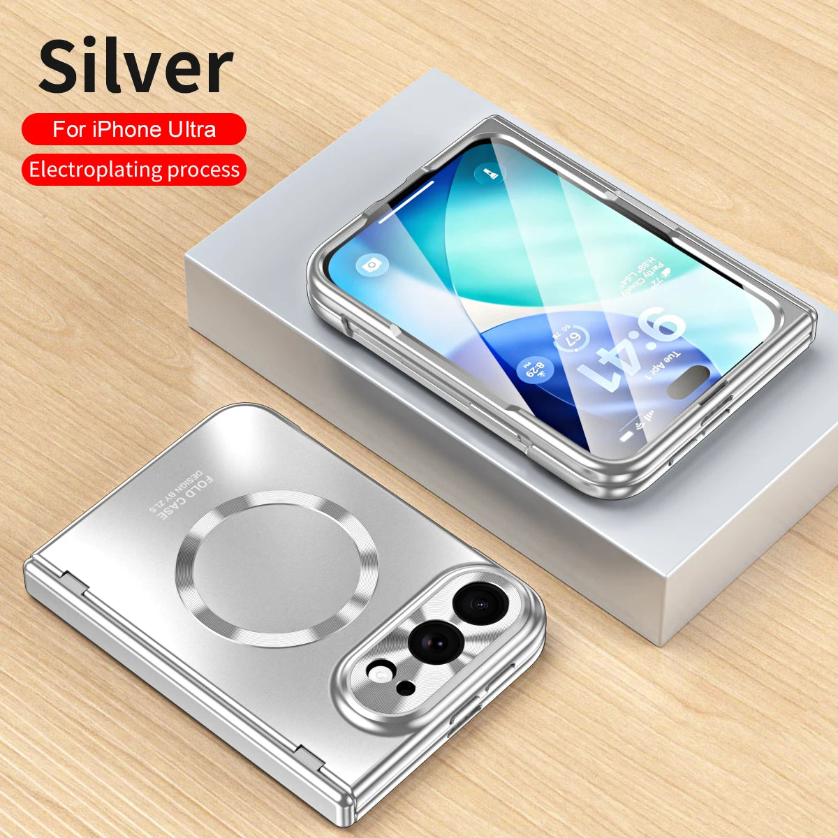 Magnetic All-included Hinge for Magsafe Case For iPhone Duo Electroplated Wireless Charge Glass Flim Shockproof Cover