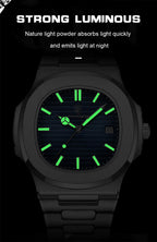 POEDAGAR Square Luxury Men Wristwatch Waterproof Luminous Date Stainless Steel Male Clock Business Sports Quartz Watches For Men